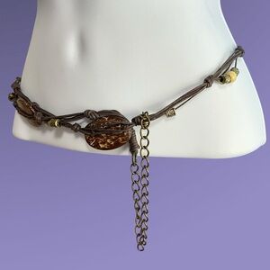 Coconut Shell Beads Cording Hook Clasp Belt Bohemian Style Beachy